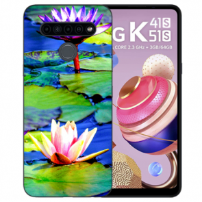 Silikon Handy Hülle TPU für LG K41s mit Fotodruck Lotosblumen