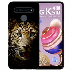 Silikon Schutzhülle TPU mit Leopard Bild Namendruck für LG K51s