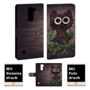 LG K10 Kaffee Eule  Handy Tasche Hülle Foto Bild Druck