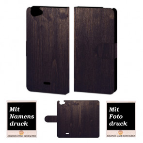 Wiko Rainbow jam Holz Optik Handy Tasche Hülle Foto Bild Druck