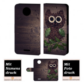 Motorola Moto C Kaffee Eule Handy Tasche Hülle Foto Bild Druck