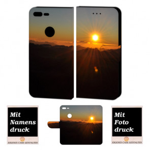 Google Pixel XL Schutzhülle Handy Tasche mit Sonnenaufgang + Foto +Text + Druck