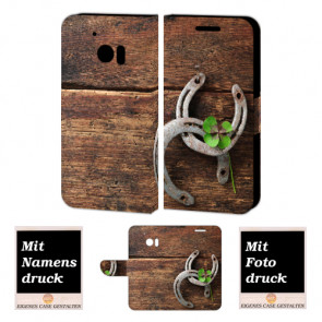 HTC 10 Personalisierte Handy Hülle mit Holz - Hufeisen Fotodruck