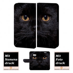 HTC 10 Schutzhülle Handy Tasche Hülle mit Schwarz Katze Foto Druck