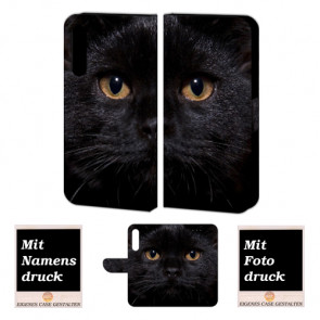 Schutzhülle Handyhülle für Huawei P30 mit Schwarz Katze + Bilddruck Etui