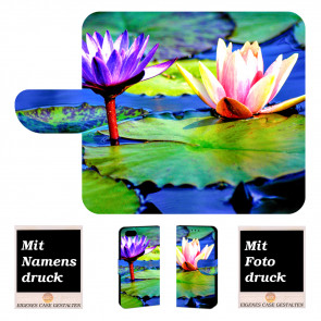 Schutzhülle Tasche für iPhone 7 Handy mit Lotosblumen Fotodruck Text