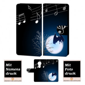 Motorola Maoto E5 Handyhülle Tasche mit Fledermaus- Mond + Fotodruck
