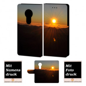 Motorola Moto E5 Play Handy Tasche mit Sonnenaufgang + Bilddruck