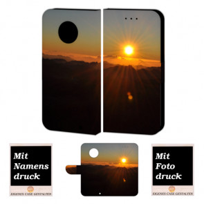 Motorola Maoto G6 Plus Schutzhülle Handy Tasche mit Sonnenaufgang + Foto Druck