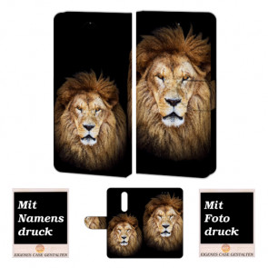 One Plus 6 Personalisierte Handy Hülle Tasche mit Löwe + Foto Text Druck