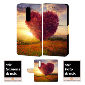 One Plus 6 Schutzhülle Handy Tasche mit Herzbaum + Foto Text Druck Etui