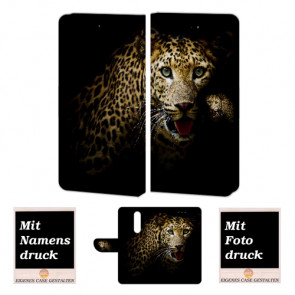 One Plus 6 Personalisierte Handy Hülle Etui mit Leopard + Bild Text Druck