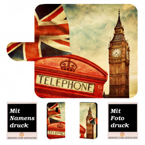 Nokia 2.1 Handy Tasche Hülle mit Big Ben-London + Bild +Text Druck 