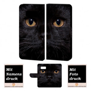 Samsung Galaxy S8 Handy Tasche mit Schwarz Katze + Bilddruck