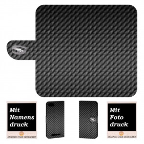 Handy Hülle mit Carbon Optik Bild Druck für Wiko Lenny 3 Max Etui