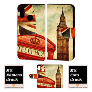 Motorola Moto One Handy Tasche mit Big Ben-London + Fotodruck Text