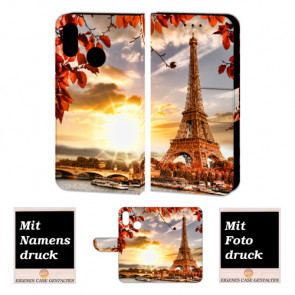 Handy Hülle Tasche mit Eiffelturm Fotodruck für Huawei P Smart Plus