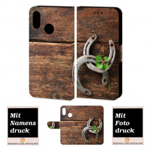 Motorola Moto One Handyhülle mit Holz - Hufeisen + Bilddruck Etui