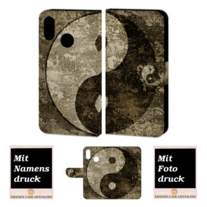 Schutzhülle Handy Tasche für Motorola Moto One mit Yin Yang + Bilddruck 