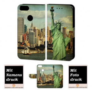 One Plus 5 Handy Schutzhülle Tasche mit Freiheitsstatue + Foto + Text Druck 