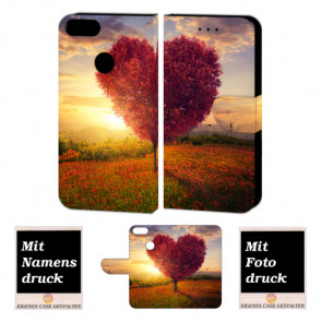 One Plus 5 Handy Schutzhülle Tasche mit Herzbaum + Foto + Text Druck Etui