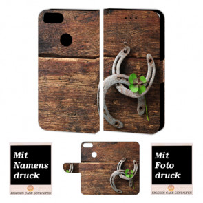 One Plus 5 Personalisierte Handy Hülle mit Holz - Hufeisen + Foto + Text + Druck