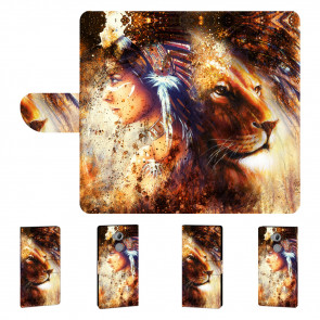 Sony Xperia XA2 Ultra Handyhülle mit Indianer - Löwe - Gemälde Bilddruck 