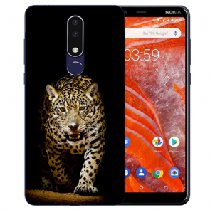 Silikon TPU Hülle für Nokia 3.1 Plus mit Bild druck Leopard beim Jagd
