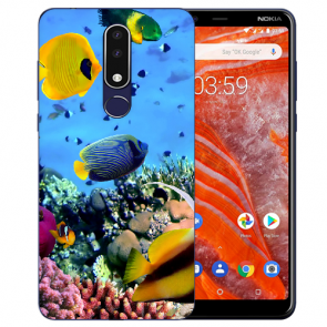 Nokia 3.1 Plus Silikon TPU Handy Hülle mit Fotodruck Korallenfische