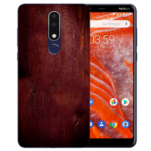 Silikon TPU Handyhülle für Nokia 3.1 Plus mit Bild druck Eichenholz -Optik