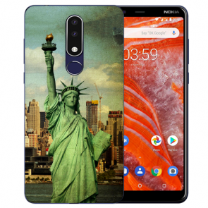 Silikon Schutzhülle TPU für Nokia 3.1 Plus mit Bilddruck Freiheitsstatue