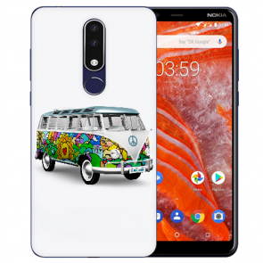 Silikon Schutzhülle TPU für Nokia 3.1 Plus mit Bild druck Hippie Bus Etui