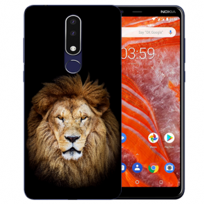 Silikon Schutzhülle TPU Case für Nokia 3.1 Plus mit LöwenKopf Bilddruck 