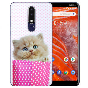Silikon TPU Hülle mit Bilddruck Kätzchen Baby für Nokia 3.1 Plus Case