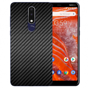 Silikon Schutzhülle TPU Case für Nokia 3.1 Plus mit Bilddruck Carbon Optik