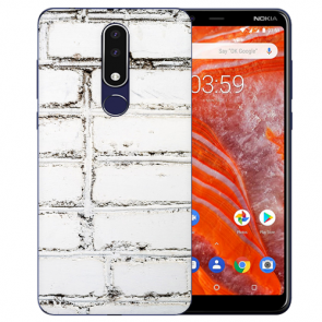 Silikon TPU Hülle für Nokia 3.1 Plus mit Bild druck Weiße Mauer Etui