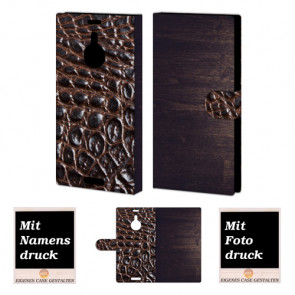 Nokia Lumia 1520 Holz - Croco Optik Handy Tasche Hülle Foto Bild Druck