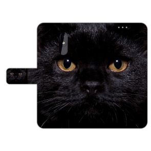 Individuelle Handy Hülle Tasche mit Fotodruck Schwarz Katze für Nokia 3.2