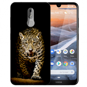 Silikon TPU Handy Hülle für Nokia 3.2 mit Bilddruck Leopard beim Jagd