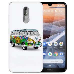 Silikon TPU Handy Hülle mit Bilddruck Hippie Bus für Nokia 3.2 Etui