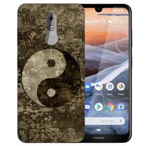 Silikon TPU Handy Hülle für Nokia 3.2 mit Bilddruck Yin Yang Etui