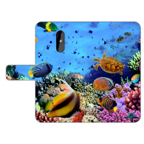 Nokia 3.2 Handy Hülle Tasche mit Fotodruck Aquarium Schildkröten Etui