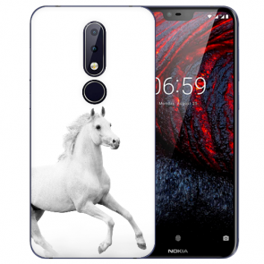 Nokia 6.1 Plus (2018) Silikon Schutzhülle TPU Case mit Pferd Bild druck