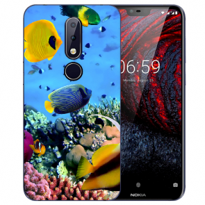 Silikon TPU Hülle mit Fotodruck Korallenfische für Nokia 6.1 Plus (2018)