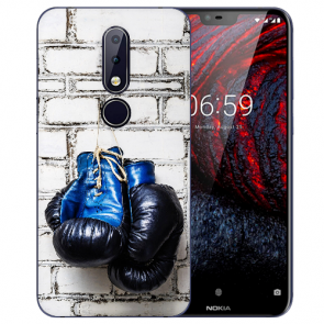 Nokia 6.1 Plus (2018) Silikon TPU Hülle mit Bild druck Boxhandschuhe