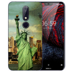 Nokia 6.1 Plus (2018) Silikon TPU Hülle mit Freiheitsstatue Fotodruck 