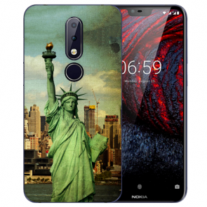 Silikon TPU Handy Hülle für Nokia 6 mit Bild Namendruck Freiheitsstatue