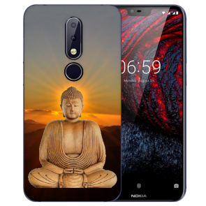 Nokia 6.1 Plus (2018) Silikon TPU Hülle mit Frieden buddha Fotodruck 
