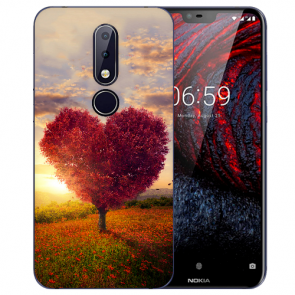 Silikon TPU Handy Hülle für Nokia 6 mit Bild Namendruck Herzbaum