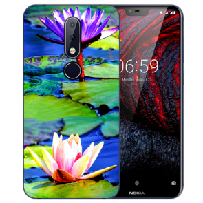 Nokia 6.1 Plus (2018) Silikon TPU Hülle mit Fotodruck Lotosblumen